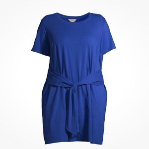 NWT Terra & Sky Royal Blue Tie Front T-Shirt Dress Sz. 3x (24W-26W)